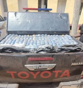 PICTORIAL: Troops Arrest Fake Policemen With 2 Vans Loaded With Cannabis In Taraba