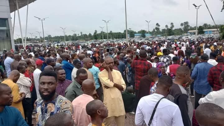 Supporters Storm Port Harcourt Airport To Receive Fubara Supporters Storm Port Harcourt Airport To Receive Fubara